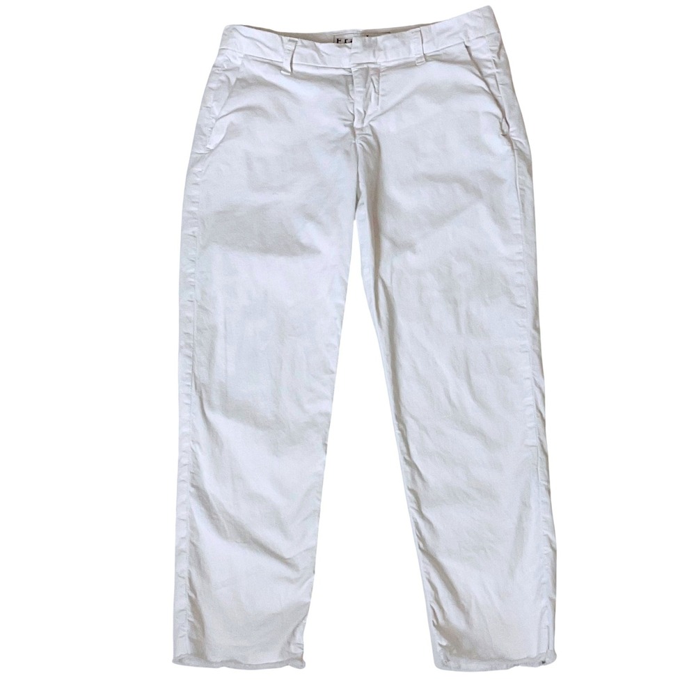 Frank & Eileen WICKLOW Italian Chino women's white frayed raw hem pants Cotton 2